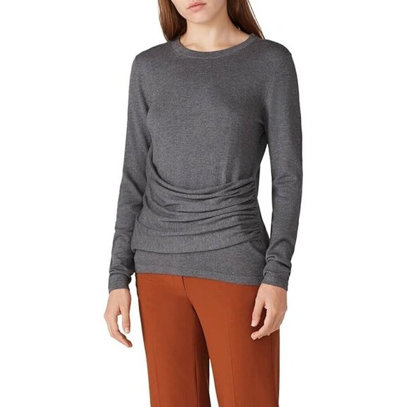 Derek Lam Collective Grey Drape Front Sweater Size: XL - Picture 3 of 6